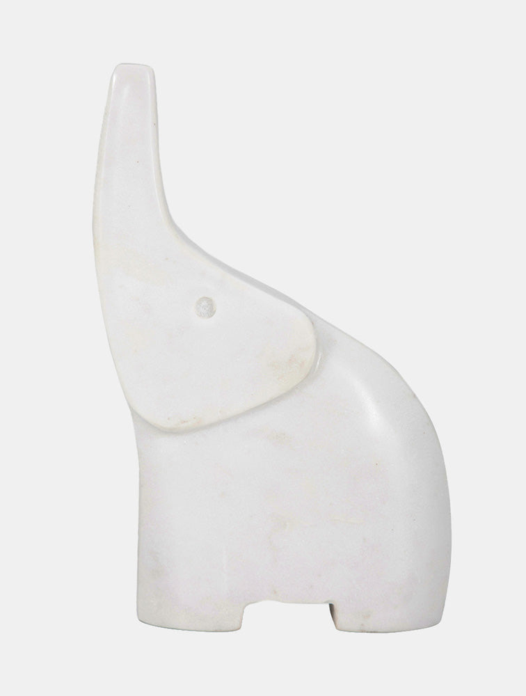 ELEFANTE DE MARMOL BLANCO TRUNK 7" X8029