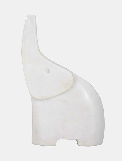 ELEFANTE DE MARMOL BLANCO TRUNK 7" X8029