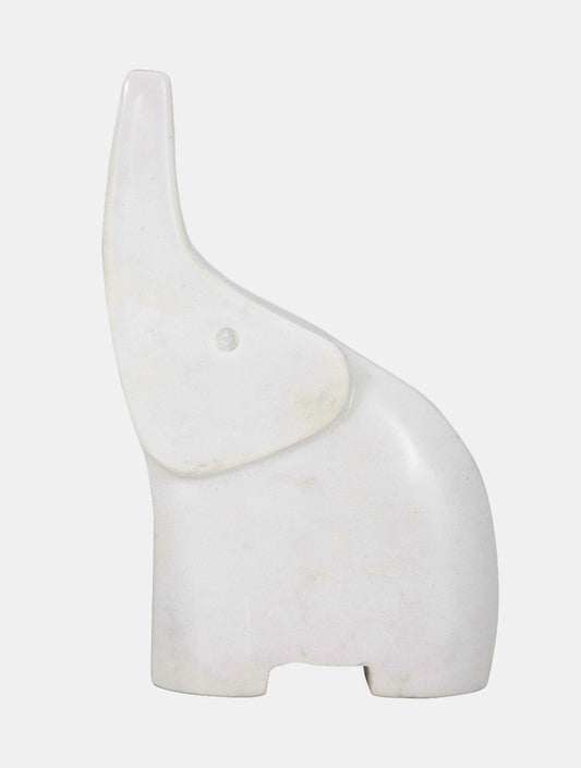 ELEFANTE DE MARMOL BLANCO TRUNK 7" X8029