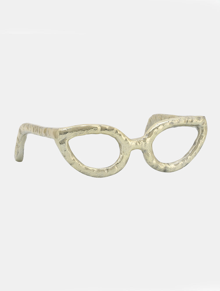 ESCULTURA ANTEOJOS EN ALUMINIO DORADO X8035