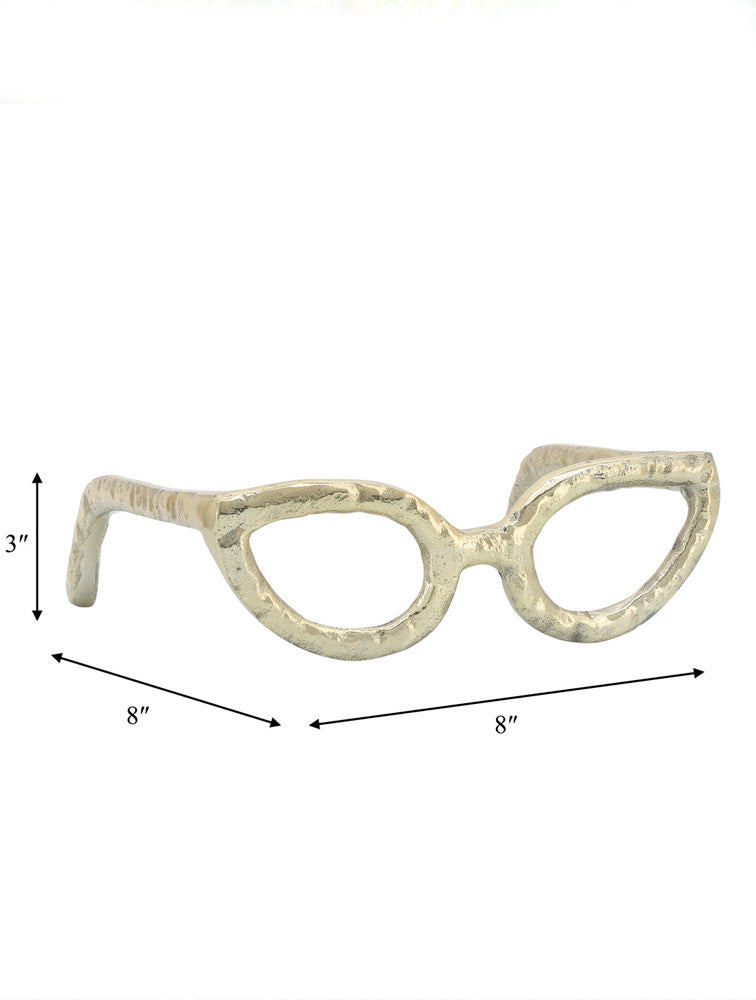 ESCULTURA ANTEOJOS EN ALUMINIO DORADO X8035