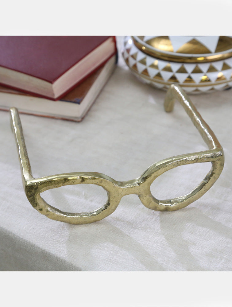 ESCULTURA ANTEOJOS EN ALUMINIO DORADO X8035