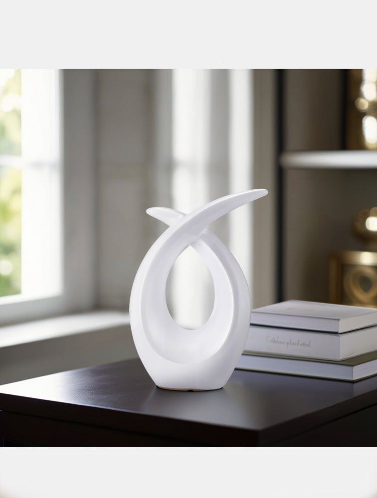 ESCULTURA LOOPY EN CERAMICA BLANCA 10" X8038