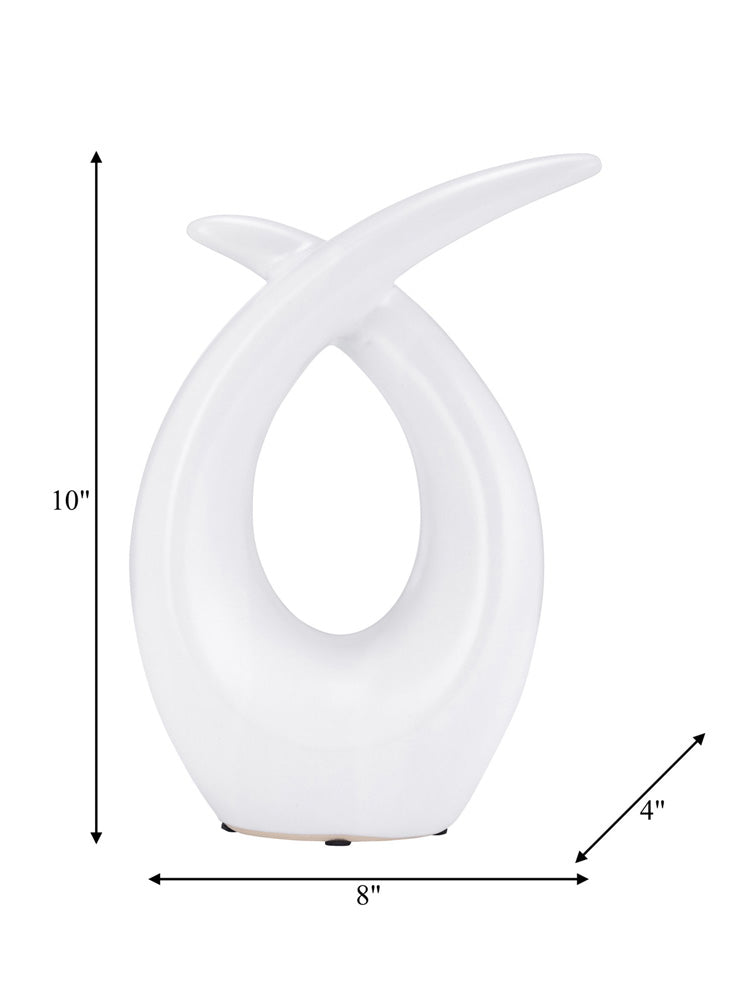 ESCULTURA LOOPY EN CERAMICA BLANCA 10" X8038