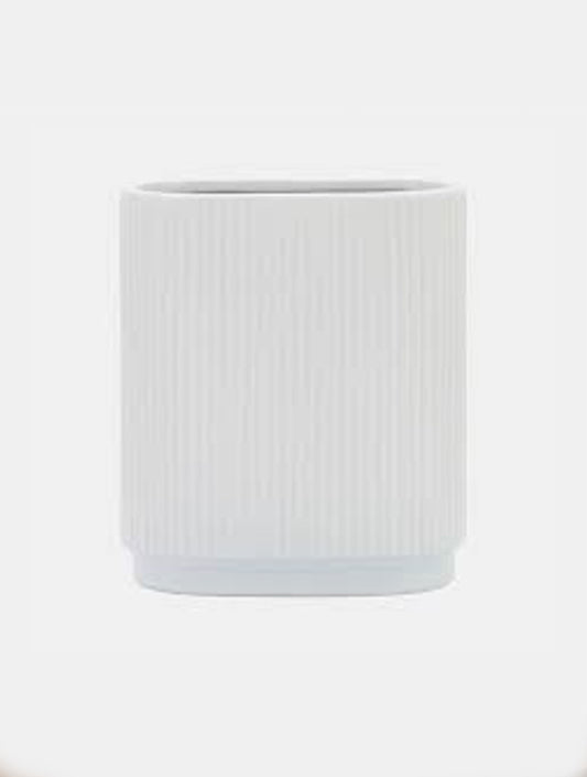 FLORERO RIDGED BLANCO 8" X8044