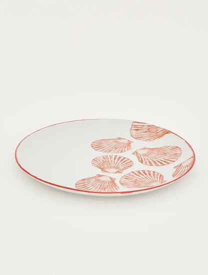 PLATON DE CERAMICA CONCHAS ROJAS DE MAR 13" X8080