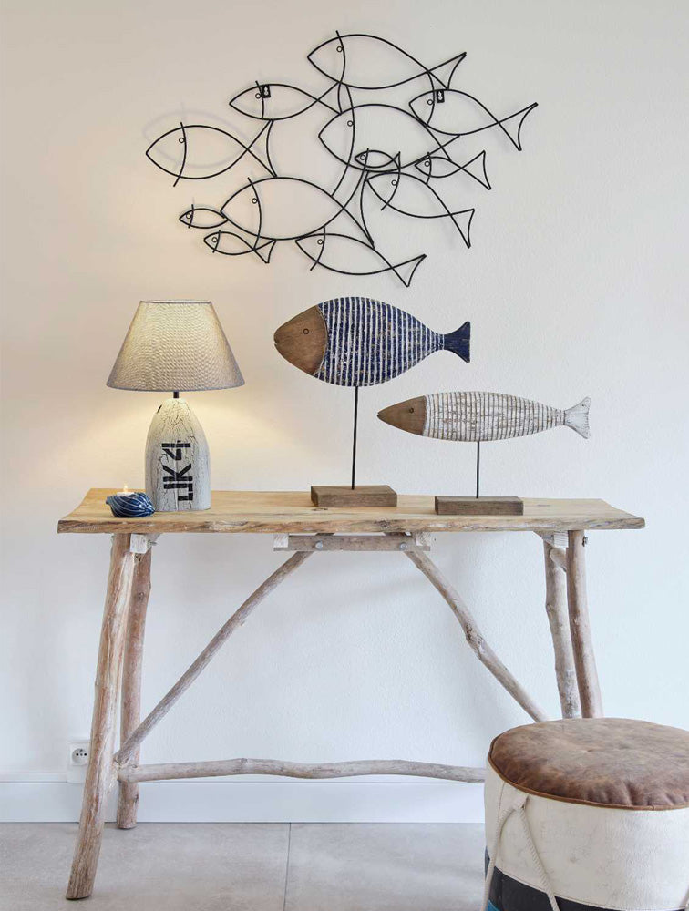 ESCULTURA PEZ TALLADO AZUL 16.5"LARGO X 16"ALTO X8093