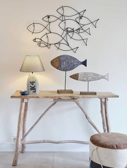 ESCULTURA PEZ TALLADO AZUL 16.5"LARGO X 16"ALTO X8093