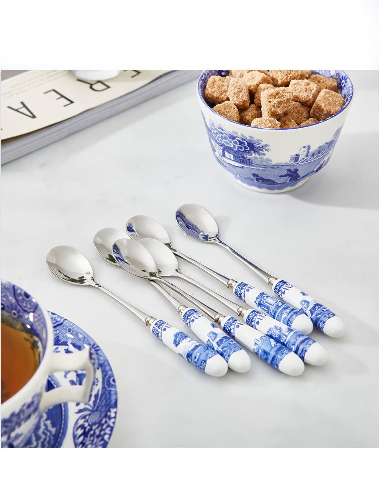 CUCHARAS X6 BLUE ITALIAN MANGO PORCELANA X8128