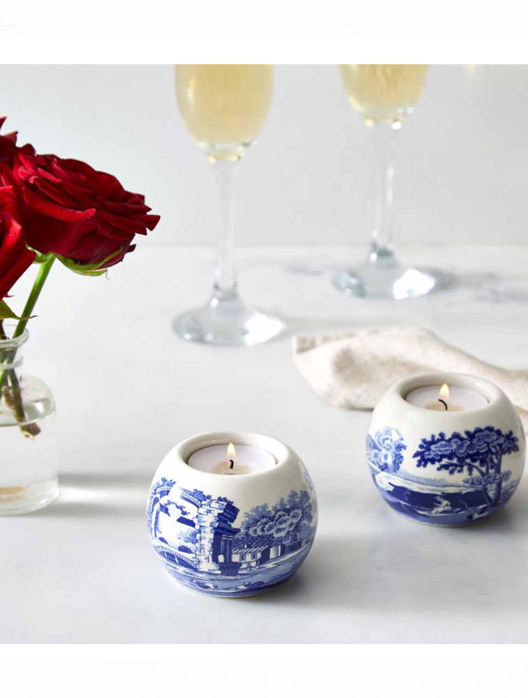 VOTIVE X2 BLUE ITALIAN PORCELANA X8131