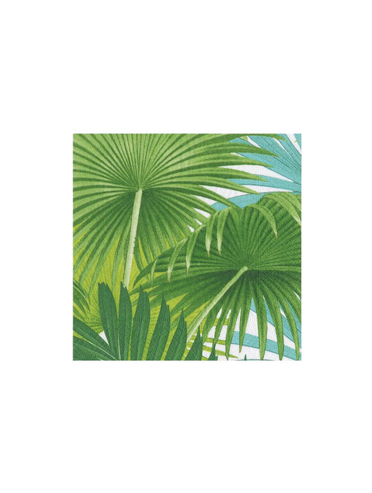 SERVILLETA COCTEL PALM FRONDS WHITE X8143