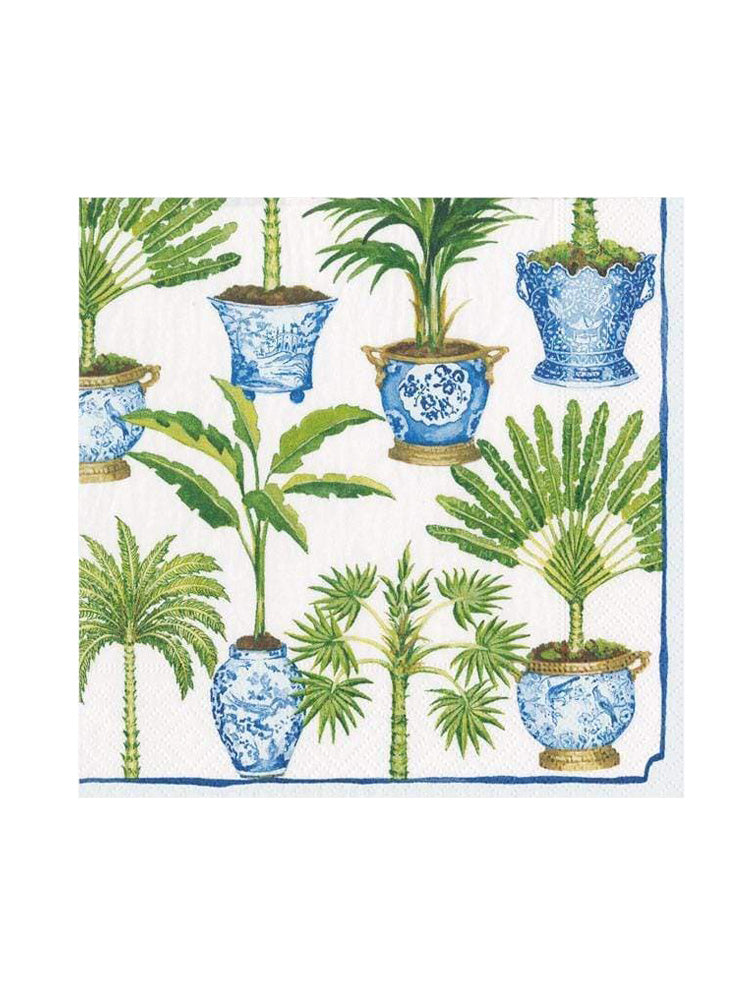 SERVILLETA COCTEL POTTED PALMS WHITE X8155