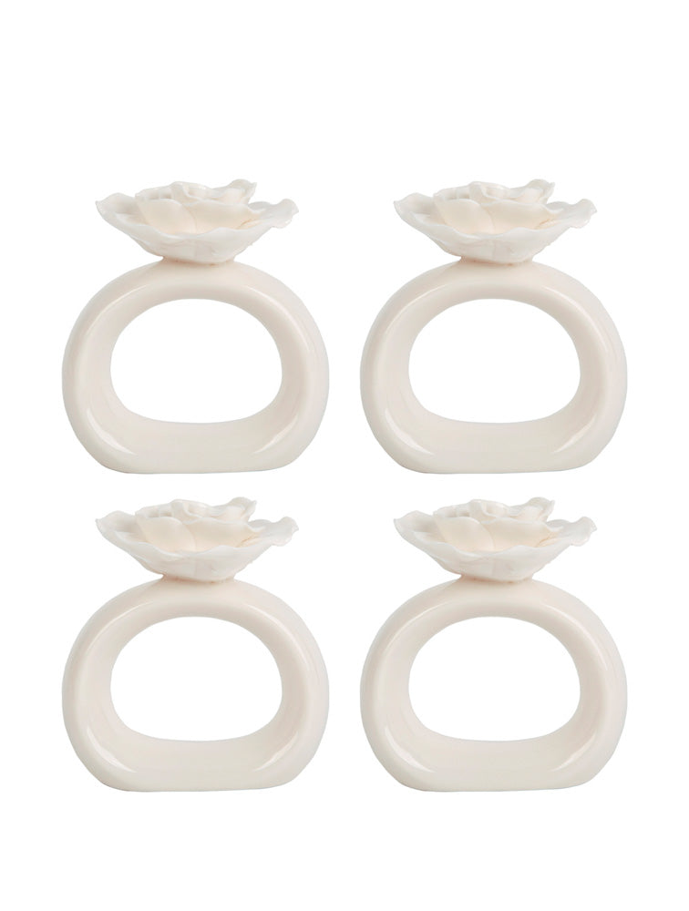 AROS DE SERVILLETAS X4 FLOR CERAMICA PESCARA X8165