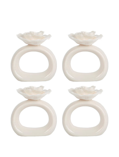 AROS DE SERVILLETAS X4 FLOR CERAMICA PESCARA X8165