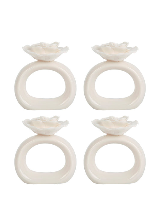 AROS DE SERVILLETAS X4 FLOR CERAMICA PESCARA X8165