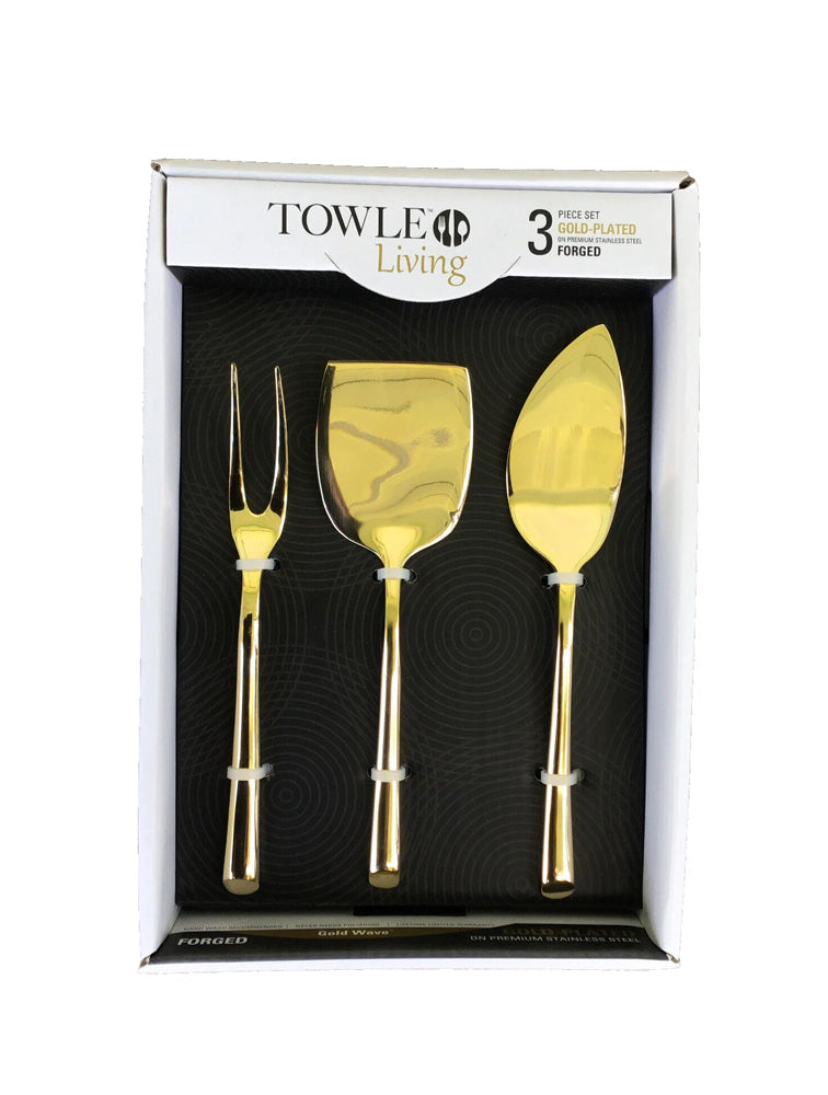 SET 3 CUBIERTOS PARA QUESO METAL DORADO X8236