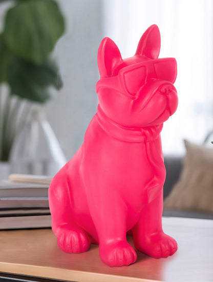 ESCULTURA PERRO BOSTON TERRIER ROSADO 10" X8256