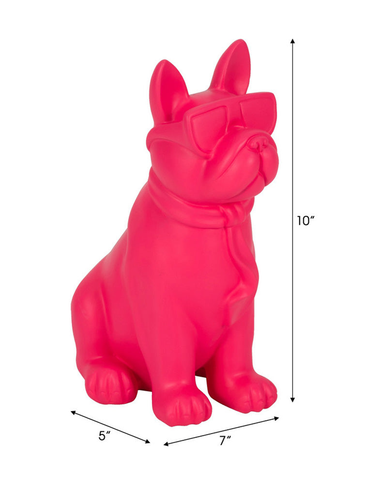 ESCULTURA PERRO BOSTON TERRIER ROSADO 10" X8256