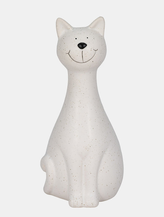 ESCULTURA GATO SENTADO BLANCA X8257