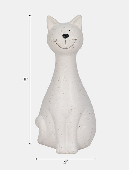 ESCULTURA GATO SENTADO BLANCA X8257