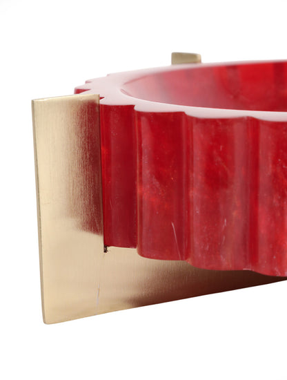 BOWL DECORATIVO CECIL ROJO CON BASE METAL 8" X8261