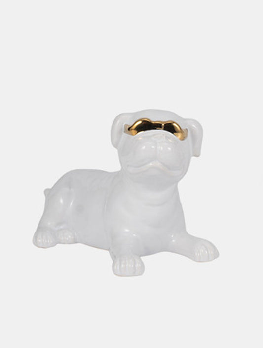 ESCULTURA PERRO PUGS CON ANTEOJOS A X8266A
