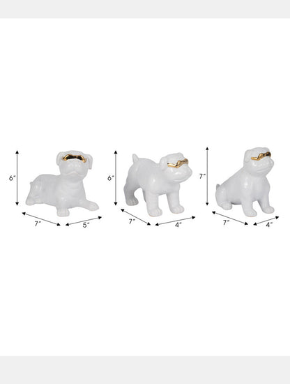 ESCULTURA PERRO PUGS CON ANTEOJOS A X8266A