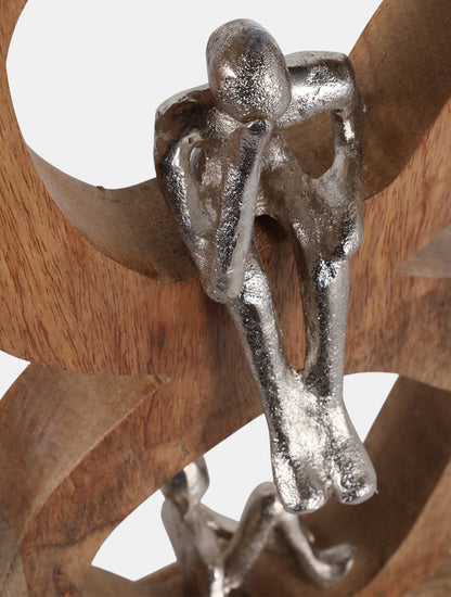 ESCULTURA AROS DE MADERA CON FIGURA 17" X8271