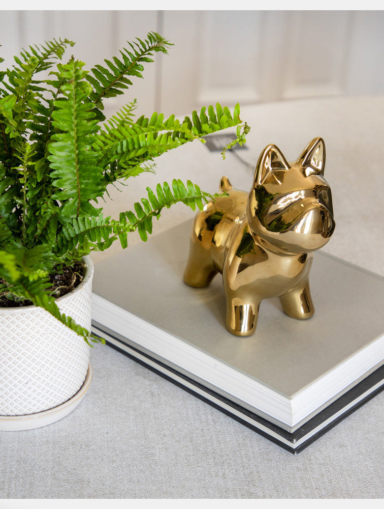ESCULTURA PERRO DORADA 8" X8272
