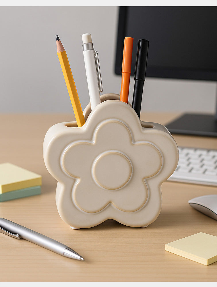 FLORERO O PORTA LAPICEROS FLOR DE CERAMICA 5" X8281