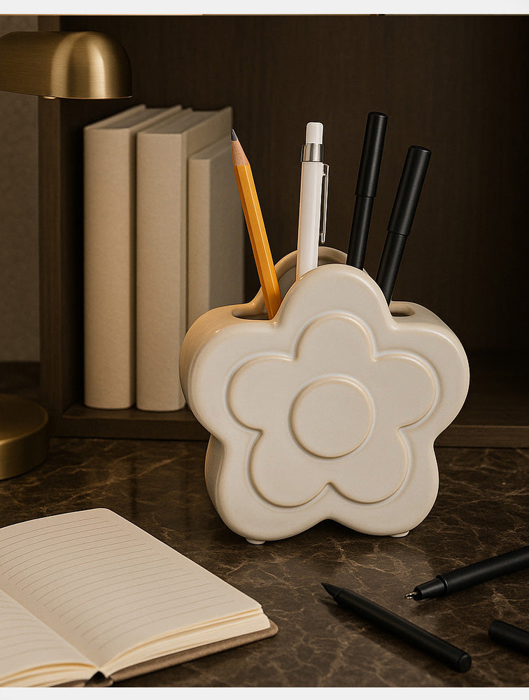 FLORERO O PORTA LAPICEROS FLOR DE CERAMICA 5" X8281