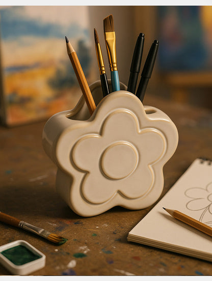 FLORERO O PORTA LAPICEROS FLOR DE CERAMICA 5" X8281