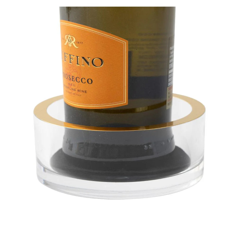 BASE DE ACRILICO CON BORDE DORADO PARA BOTELLA DE VINO X6863